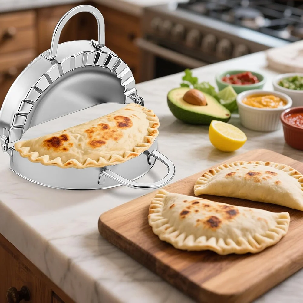 AA77 NEW Stainless Steel Crimper-Tacos Tortilla Maker for Burritos,Tacos,Quesadillas,Dumplings-Mess Free Cooking