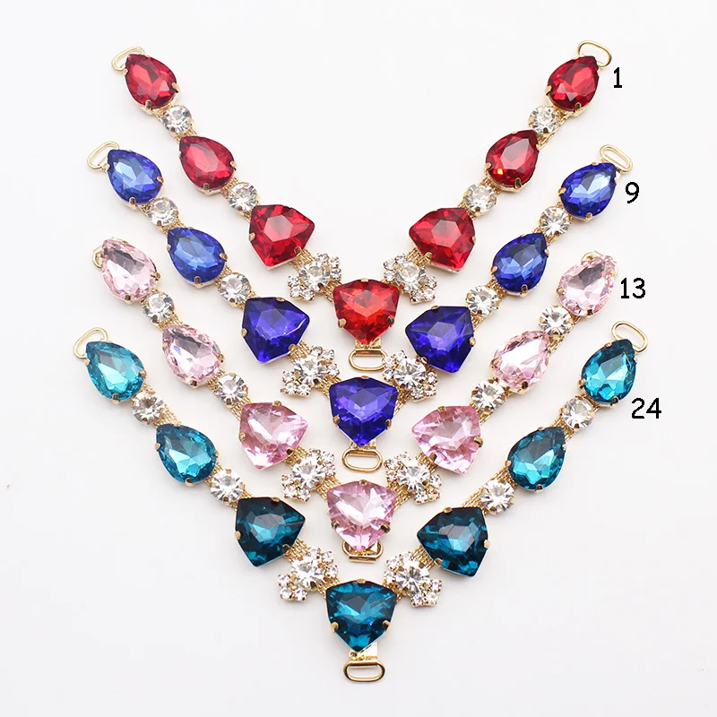 Charm New 1pcs Triangle Crystal Glass Rhinestone Slipper Chain Beach Sandals Upper Decoration