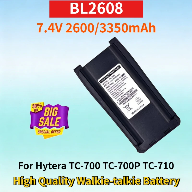 

BL2608 7.4V 2600/3350mAh Rechargeable Battery for Hytera TC-700 TC-700P TC-710 TC-720 TC-780 High Quality Walkie-talkie Battery