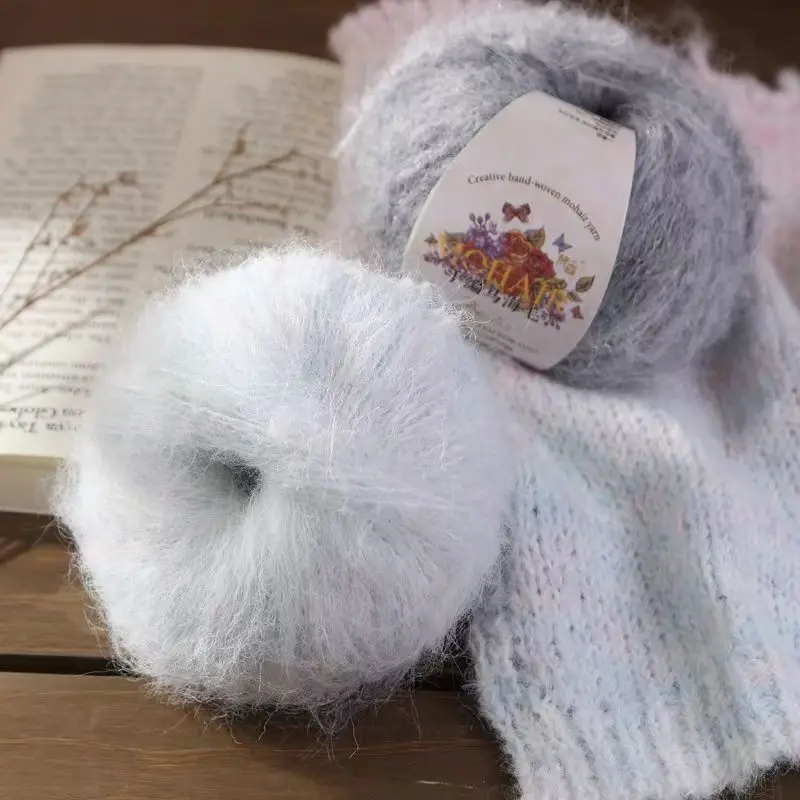 

25g Gradual Change Alpaca Mohair Yarn Long Hair Wool Ball Sweater Scarf Jacket Hat Hand-woven DIY Knitting Material Keep Warm