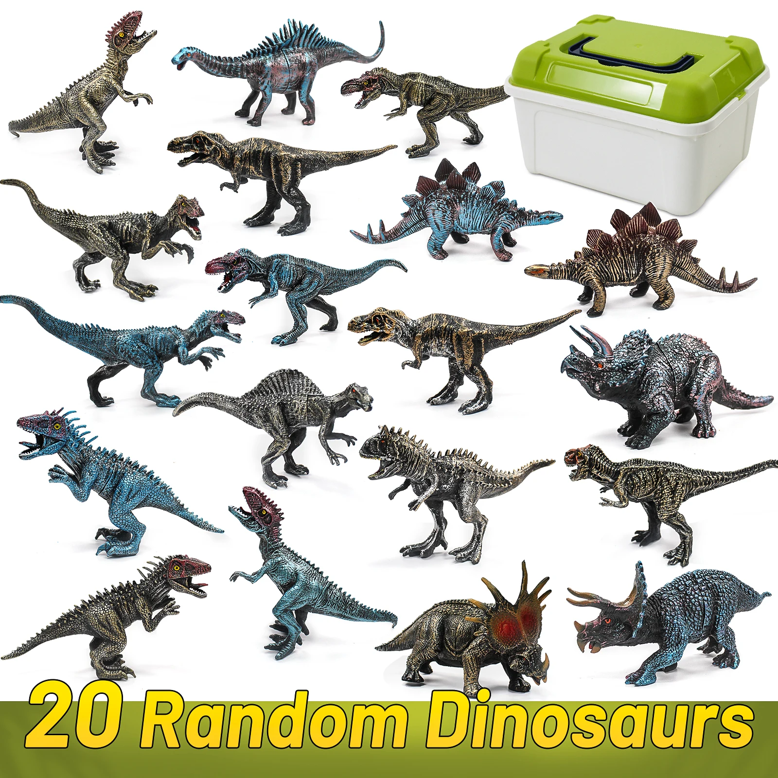 

Barreled 20pcs Simulation of Jurassic Dinosaur Model Solid Plastic Static Decorations Collection of Ceratopsaur Children's Toys