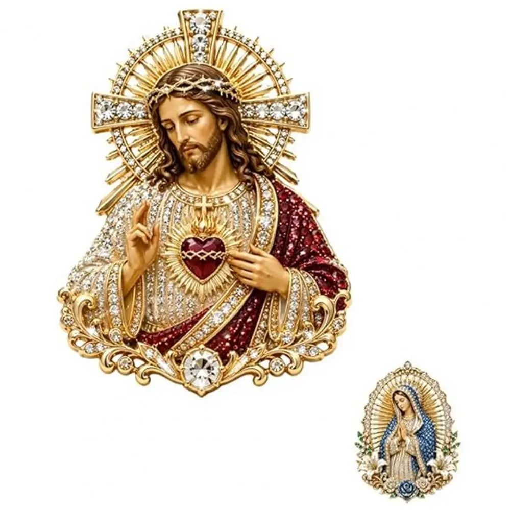 Keepsake Brooch Heart of Jesus Brooch Catholic Lapel Pin Inspirational Gift Confirmation Souvenir Christian Faith for Wear