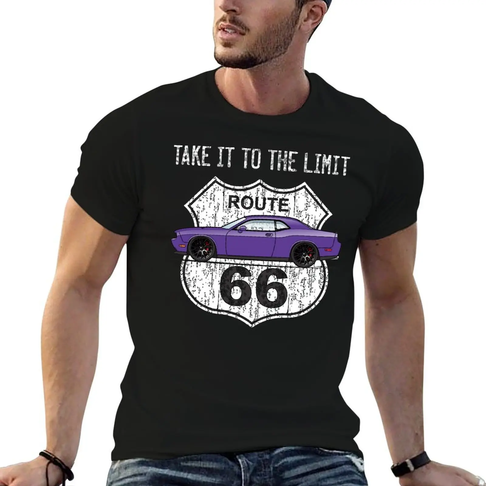 PURPLE ROUTE 66 T-Shirt summer clothes oversizeds heavy weight t shirts for men