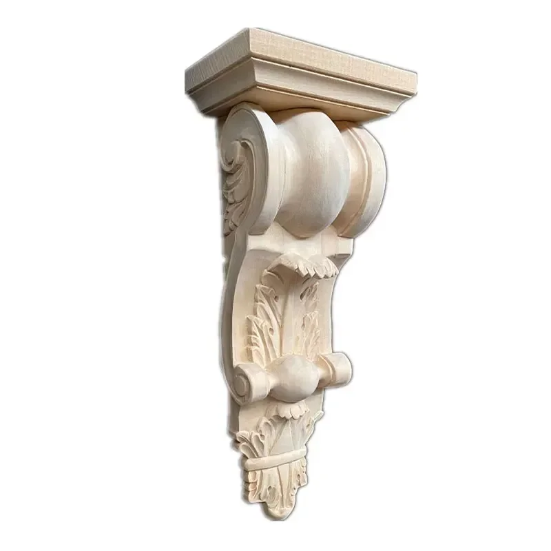 46cm Vintage Floral Carved Corner Wall Door Furniture Decorative Figurines Wood Appliques for Home Decor Decoration Accessories