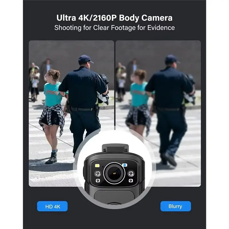 كاميرا الجسم الجديدة B4K5 4K IP68 GPS Bodycam 128GB 2160P تسجيل الفيديو كاميرا الشرطة للرؤية الليلية جهاز شحن كاميرا يمكن حملها بالجسم الصغيرة