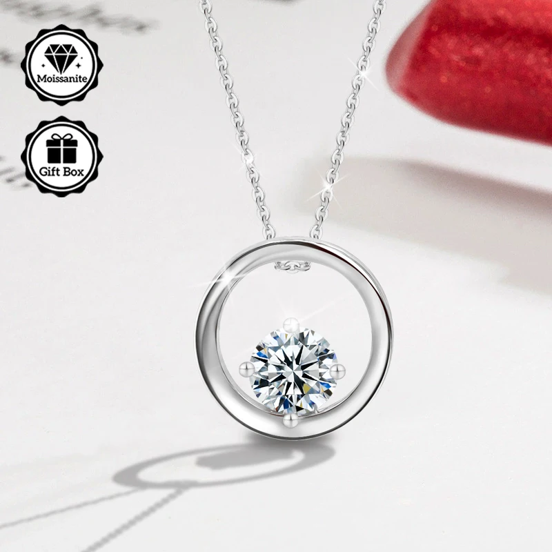 مجوهرات LAMVOICE للنساء، مجوهرات عالية الجودة، قلادة مضادة للحساسية، قلادة مويسانيتي 0.5 قيراط للنساء، هدية عيد الميلاد