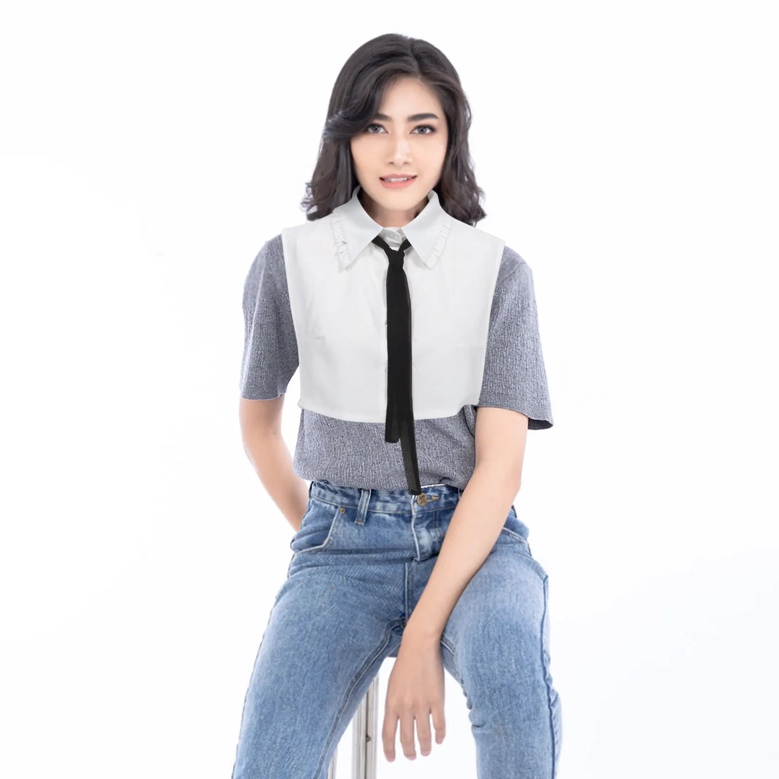 Fake Collar For Women White Removable Faux Collar With Ruffled Edge Detachable Shirt Dickey Neckwear Accessory For Office
