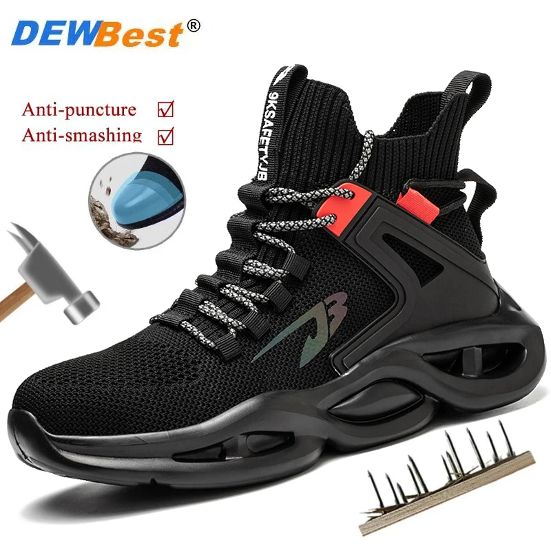 New safety shoes men's anti-smash anti-puncture black breathable lightweight non-slip work safety protection shoes