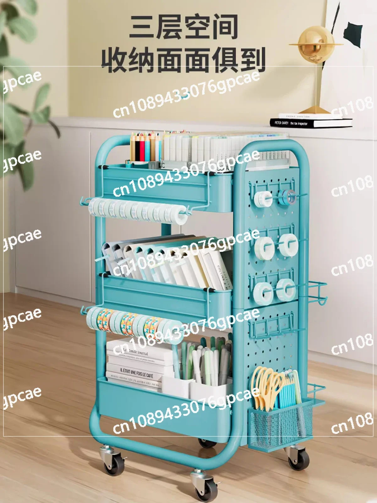 Mobile Bookshelf Bookcase Storage Cart Wheeled Cart Home Study Student Children's Bookshelf Shelf