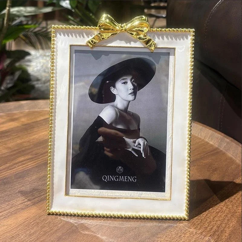 bow decor 4/6/7/ inches gold silver metal cadre photo bilderrahmen gold photocard stand for home desk decoration