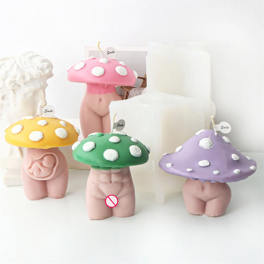 

Large Mushroom Goddess 3D Silicone Mold Man Female Body Candle Making Molds for Resin Soap Casting Cake Chocolate Art Wax Craft