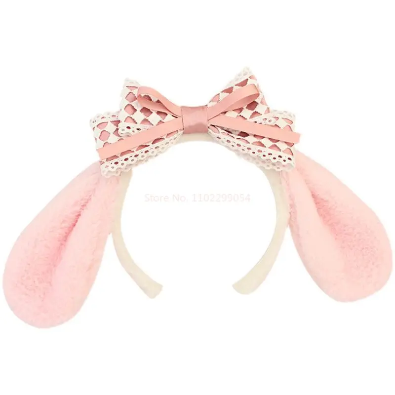 Giapponese Sanrio My Melody Ear fascia Cute Cinnamoroll Lace Pink Sweet Kc Bow copricapo Lolita Headband Girl Christmas Decor