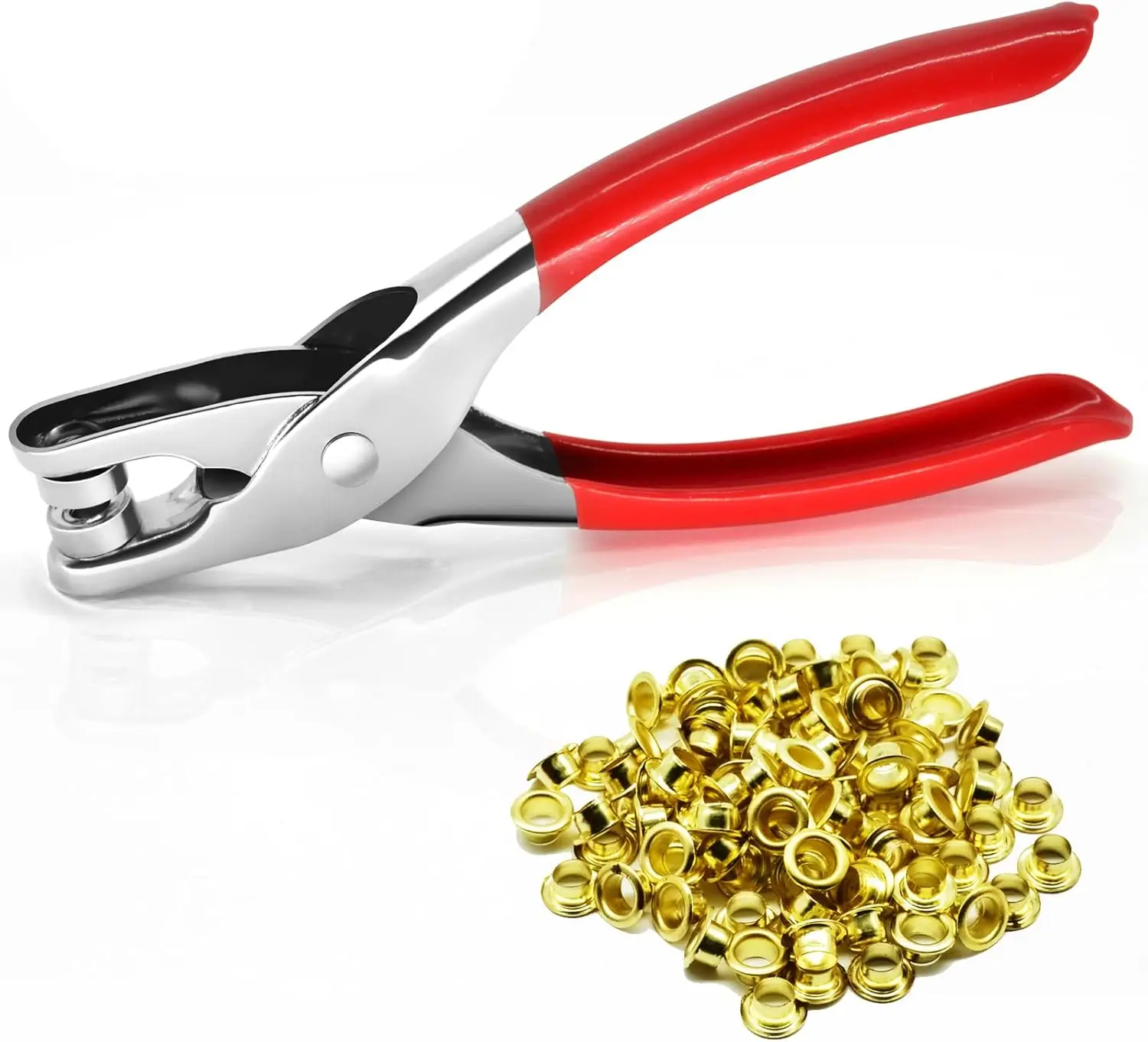 Grommet Eyelet Pliers 1/5 Inch(4.5mm) Eyelet Hole Punch Pliers with 100pcs Gold Metal Eyelets, Leather Eyelet Pliers Eyelets