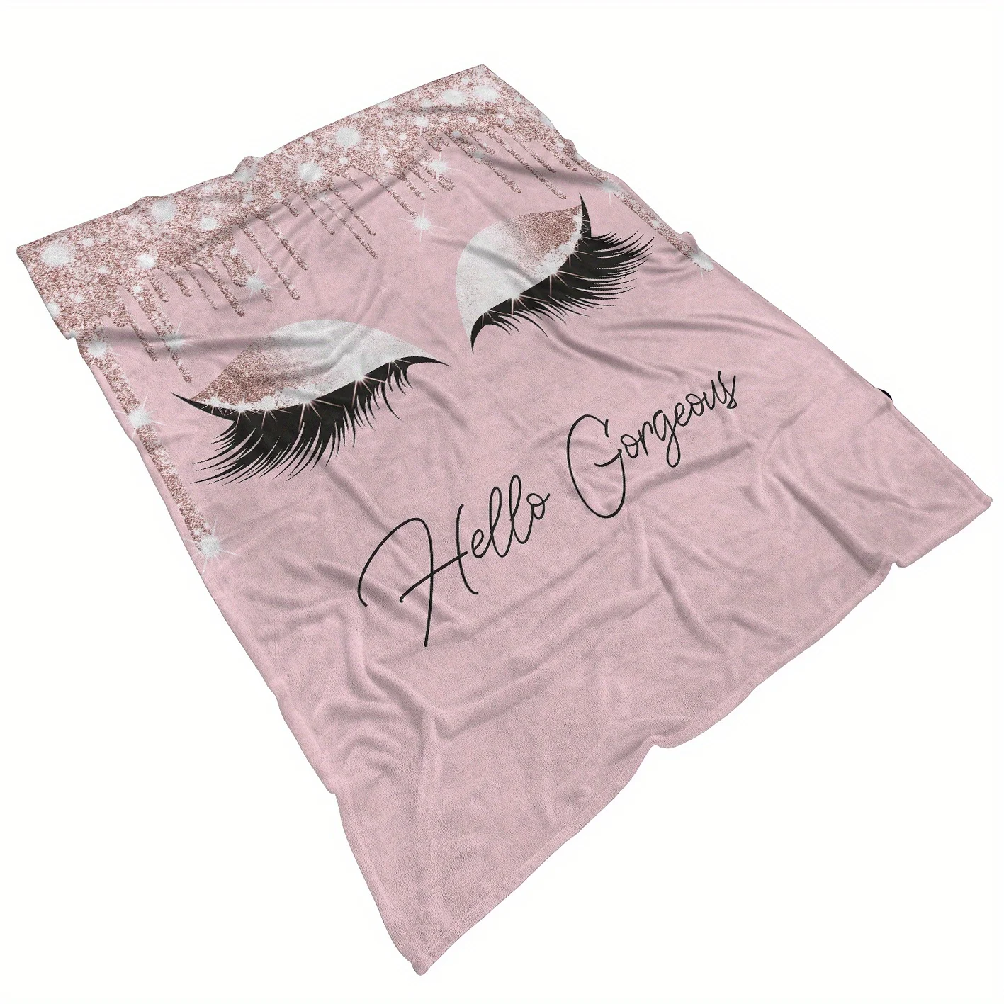 قطعة واحدة من بطانية الفانيلا الرموش المطبوعة ثلاثية الأبعاد الجميلة - بطانية رمي فائقة النعومة ودافئة ومريحة للأريكة والسرير والأريكة والمكتب والتخييم #6