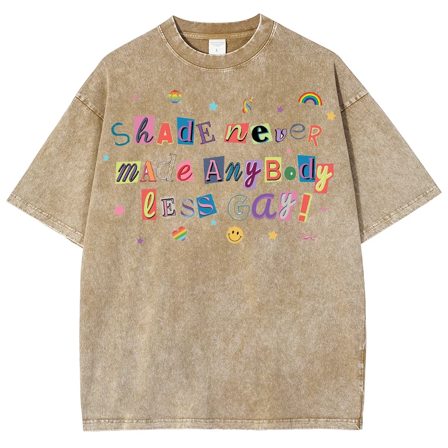 Cute Letter Sticker Print Cotton Washed T-Shirt Harajuku Graphic Tops Tee Shirt Oversized Women Casual Summer Tees Clothes