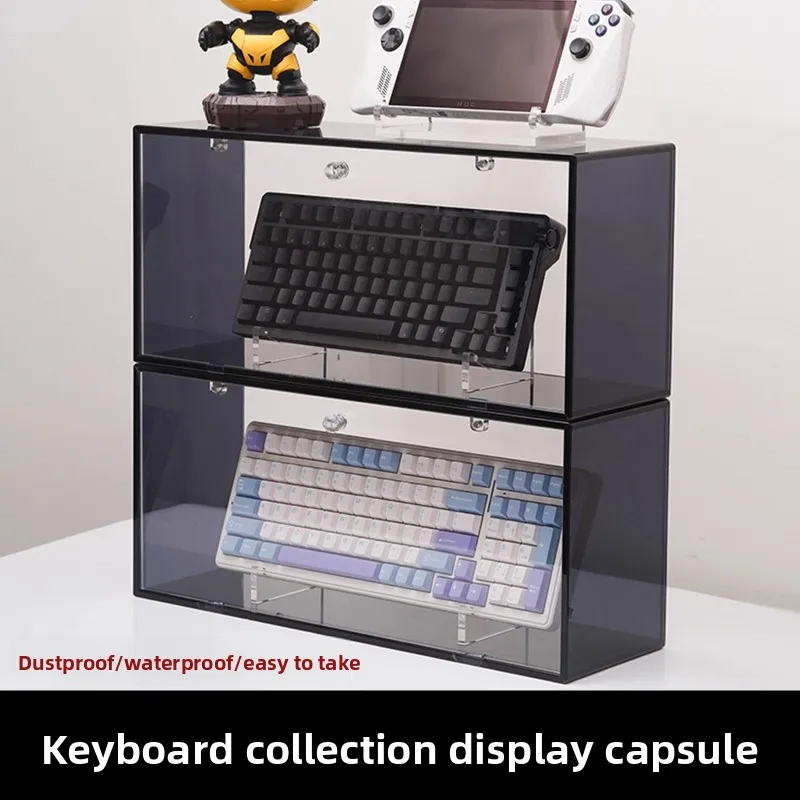 Sturdy Keyboard Storage Case Clear Acrylic Display Rack Spacious Collectibles Cabinet Rust-Proof Desktop Organizer for PC Best