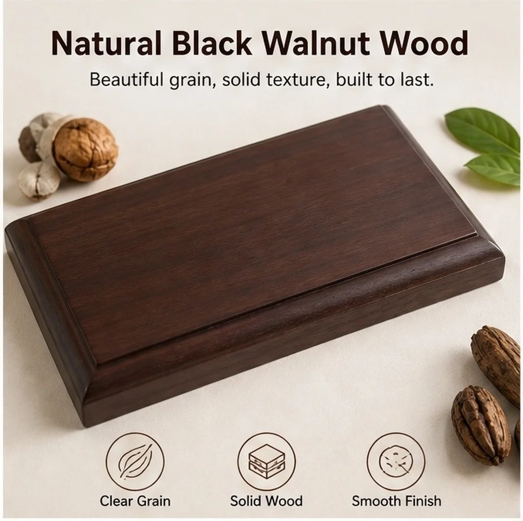 Black Walnut Wood Display Base Handcrafted Vase Riser Flower Display Stand Aquarium Stand Lamp Pedestal Risers for Table Decor