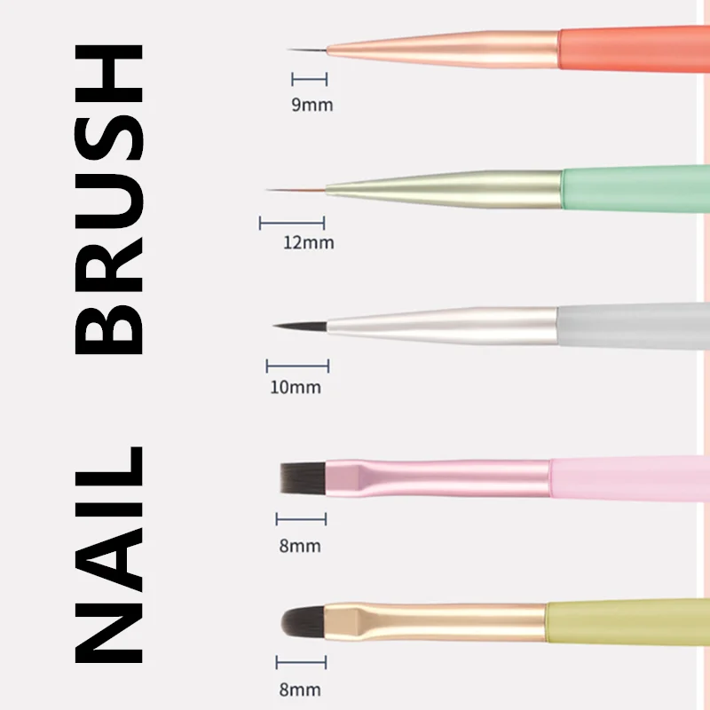 Ensemble de pinceaux à ongles pour Nail Art, dessin, peinture, poudre acrylique, sculpture, Extension de Gel UV, stylo de manucure, 1/5 pièces