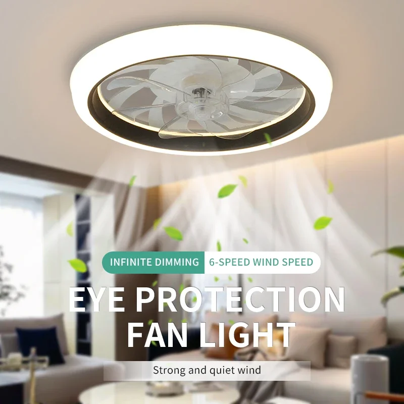 Led Ultra-Thin Ceiling Lamps Fan With Light Modern Living Room Lights Bedroom Lamp With Remote Control Electric Fan 110V-220V