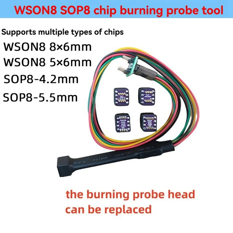 

4-in-1 for Sop8 Wsonvson Chip Download Burn Write Probe Spring Needle Flash Eeprom Chip Burner Cable VSOP8/VSON8/WSON8-A09I