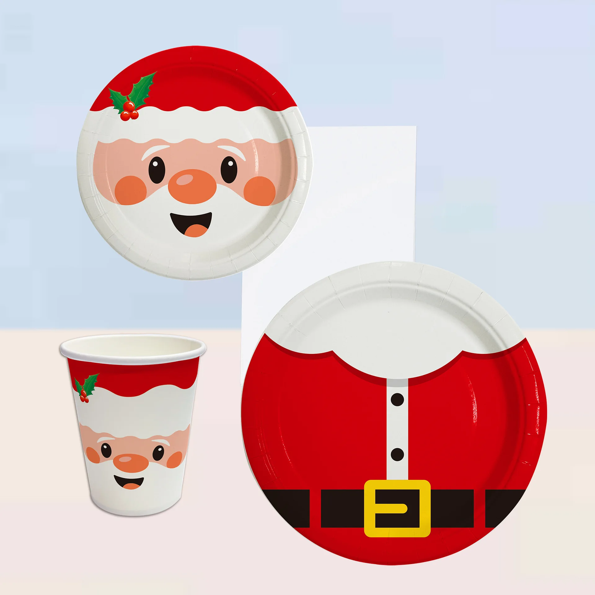 

10pcs Christmas theme Disposable Paper Plate,cup Disposable Party Tableware, Bone Spitting Plate, Picnic Plate Christmas gift