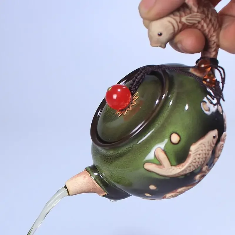 Masterful Teapot for Kung Fu Tea with Single Pot and Ceramic Filter  Dazzling Glaze Finish