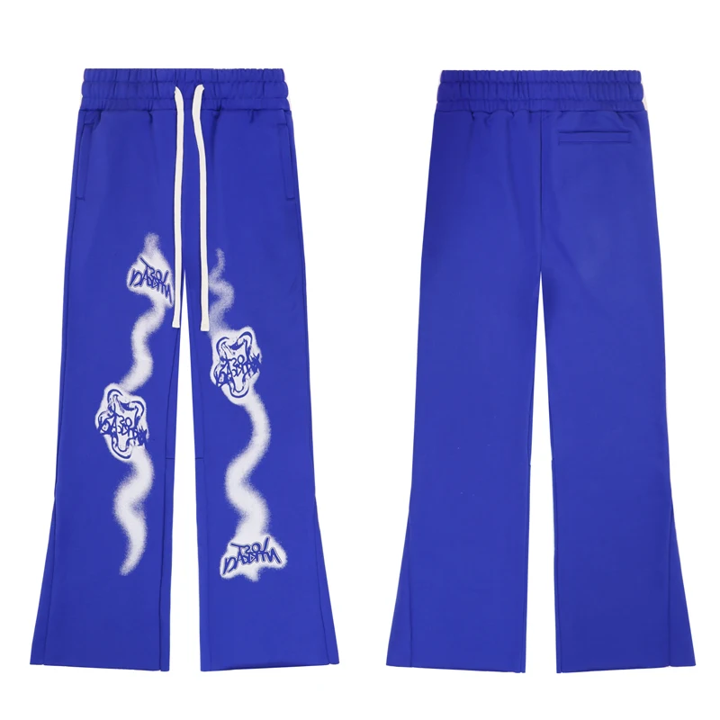 

Мужские брюки Lost Intricity, высококачественные расклешенные спортивные штаны с принтом, классические свободные повседневные брюки с эластичной резинкой на талии и шнурком