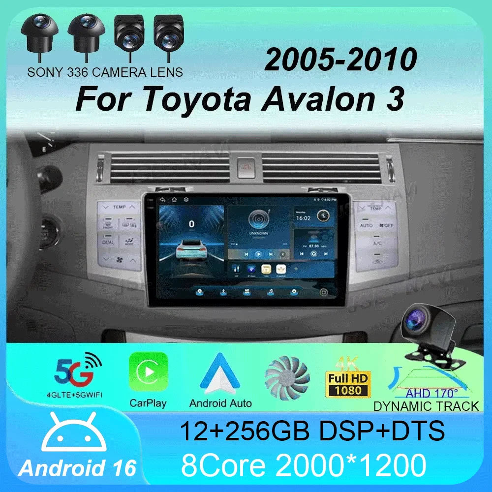 

Android 16 Car Radio For Toyota Avalon 3 2005 2006 2007 - 2010 Navigation Multimedia Player Stereo GPS WiFi+4G DSP Carplay+Auto
