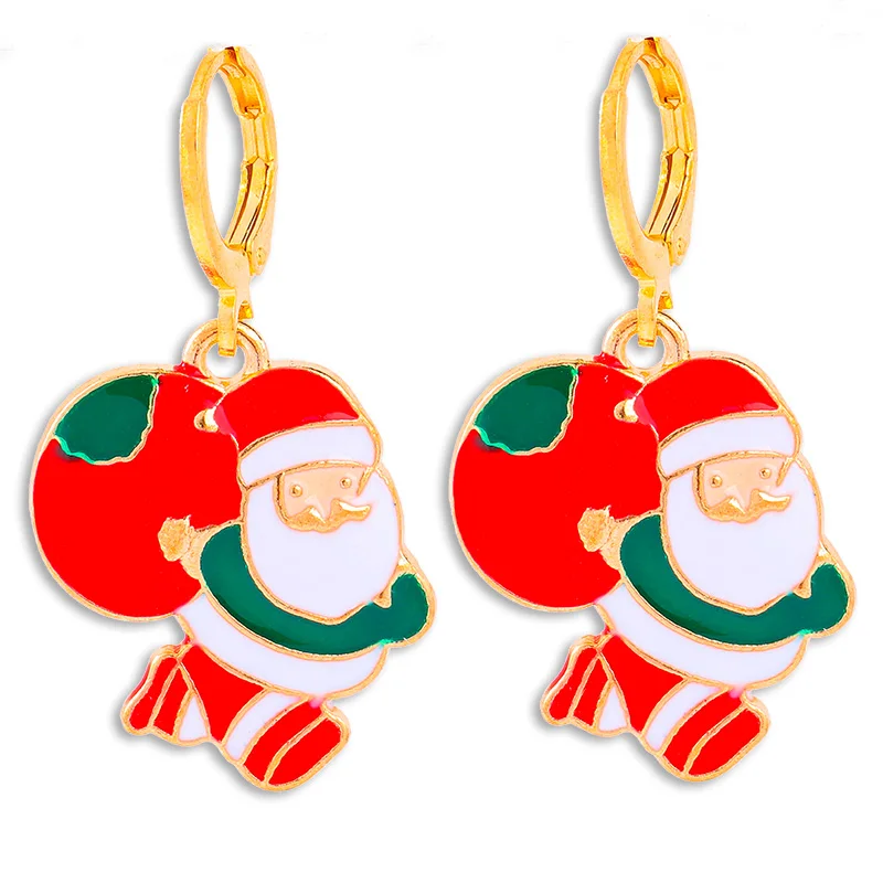 2026 جديد عصري لطيف الكرتون عيد الميلاد إسقاط أقراط المينا سانتا كلوز ثلج القمر معلقة هوب القرط مجوهرات للنساء #4