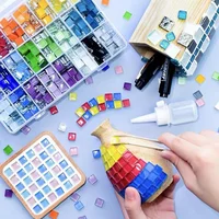 50pcs Glass Mosaic Tiles Colorful Square Mosaic Pieces for Mosaic Projects DIY Crafts Mosaic Handmade Christmas Decoration 2