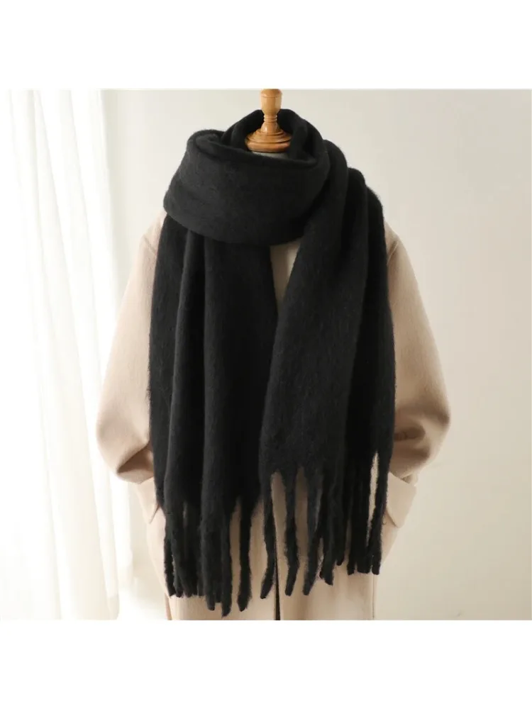 Écharpe d'hiver pour femmes cachemire chaud solide Pashmina couverture enveloppes femme épais doux Bufanda grand gland châle Long Poncho Echarpe