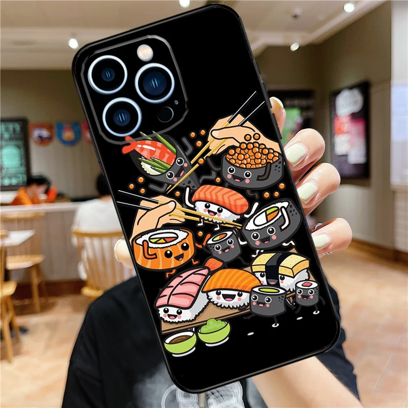 Food Sushi Case For iPhone 16 15 14 13 12 11 Pro Max Mini 7 8 Plus X XS Max XR Full Protect Cover