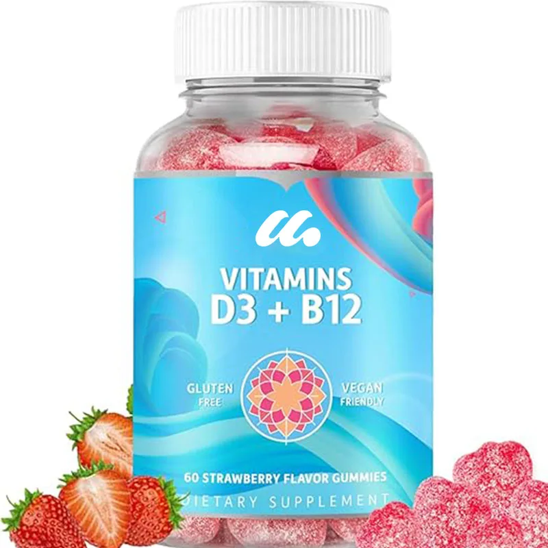 

Vitamin D3 gummies contain B12 vitamin -60 capsules immune gummies contain vegetarian vitamins B12 and D3- strawberry flavor