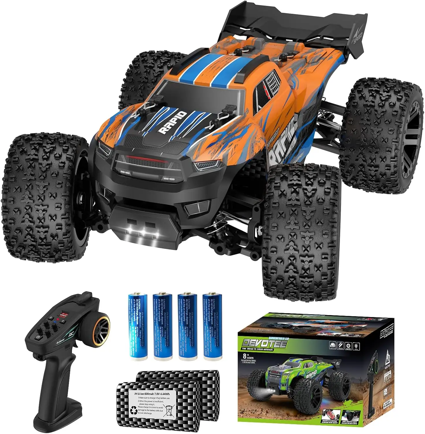 

High-Speed 4WD Remote Control Car, All-Terrain Off-Road RC Truck with 2.4GHz, Max 38 KPH, Ideal Gift for Adults & Teens
