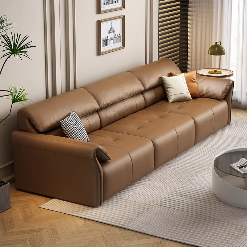 أريكة سرير كهربائية متعددة الوظائف ذات الاستخدام المزدوج، أريكة جلدية ذكية بطبقة رأس، منزلية صغيرة #4