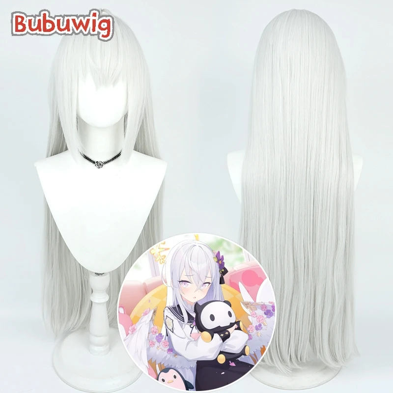 

Bubuwig Synthetic Hair Shirasu Azusa Cosplay Wigs Blue Archive Shirasu Azusa 80cm Long Straight Silver White Wig Heat Resistant