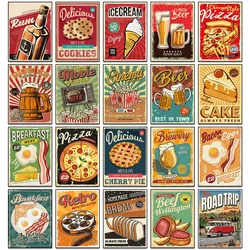 5D Diamond Painting Food Poster Diamond Mosaic Embroidery Set Bread Beer Cup DIY Rhinestone Kitchen Restaurant Decoration Gift