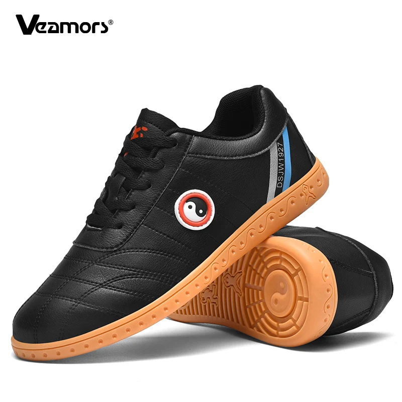 

VEAMORS Tai Chi Shoes for Men Tai Chi Martial Arts Shoes Women Kung Fu Training Sneakers PU Leather Gym Fitness Trainers