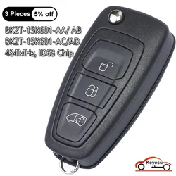 KEYECU For Ford Transit  / Transit Custom 2012 2013 2014 2015 2016 Remote Key BK2T-15K601-AA/ AB/ AC/AD 434MHz 4D83 ID63+ Chip