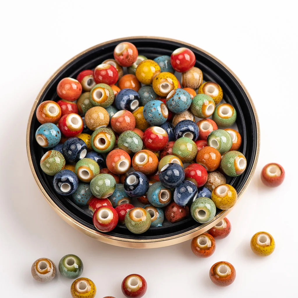 6-12# multcolor ceramic beads porcelain beads large hole flower beads beads handmade DIY accessories  wholesale 0A2#831