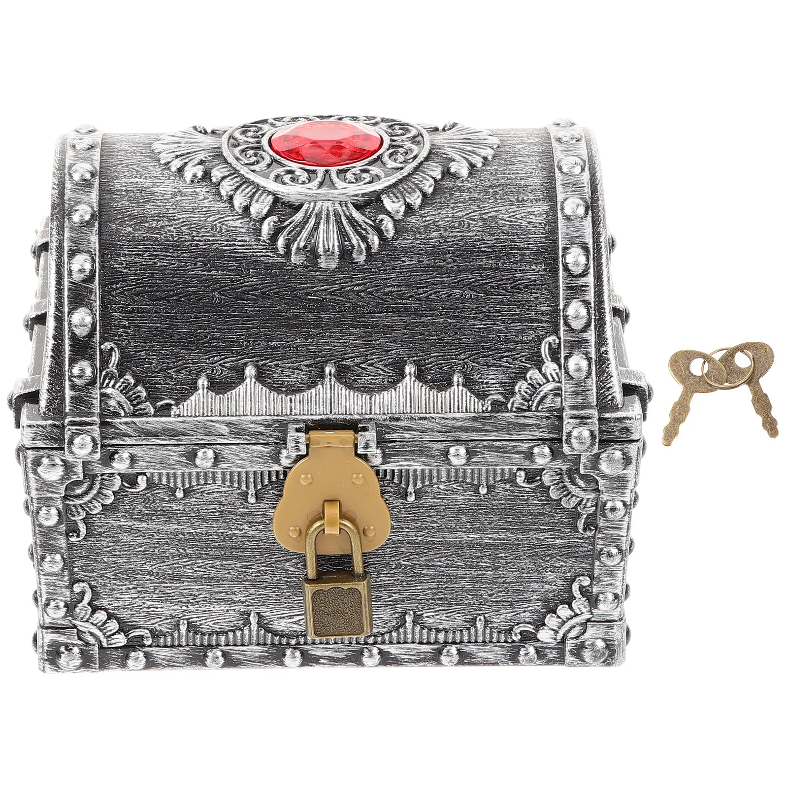 

Plastic Pirate Treasure Chest Storage Props Lock Key Vintage Decorative Gift Party Supplies Small Container