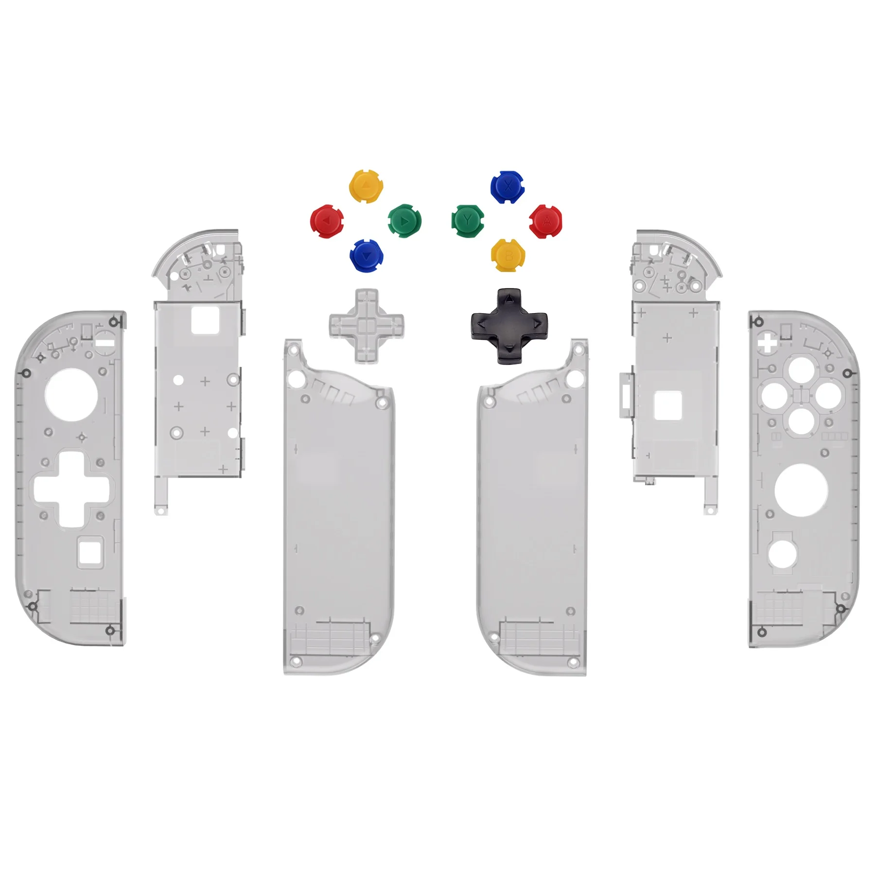 eXtremeRate Switch Gamepad Replacement Case Shell Cover Buttons Set for Nintend Switch NS JoyCon & NS OLED JoyCon - Clear Series
