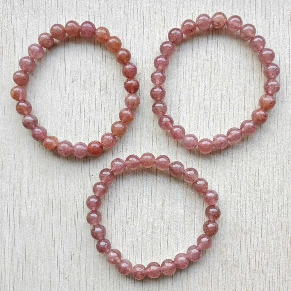 

Natural Strawberry Gold color stone 8mm Beads Healing Handmade stretch Bracelets Gift jewelry free shipping Wholesale 3pcs