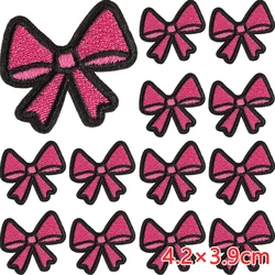 10Pcs Lot Bow Cute For Clothes Patches Iron On Red Embroidered Thermoadhesive Small Pack Parches Girls Sew Fabric Diy Naszywka