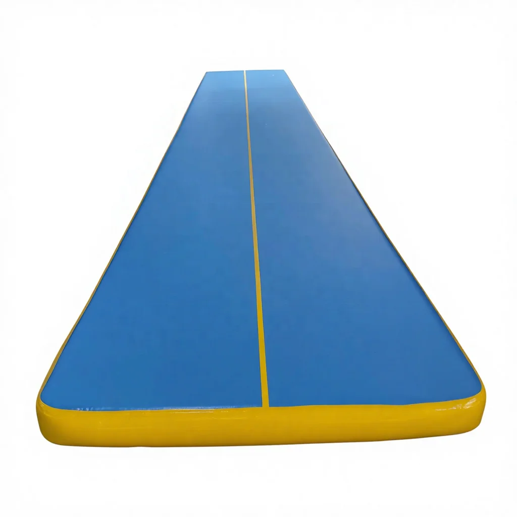 

Customized Airtrack Professional Gymnastics Training Mat Customized Colors Black Yellow Blue Double Inflation Ports