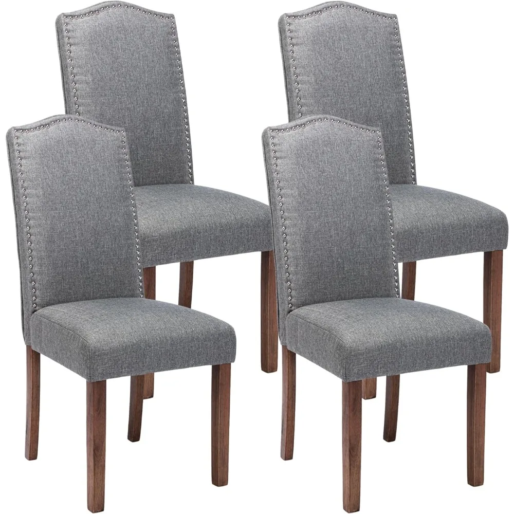 

Upholstered Parsons Dining Chair Kitchen With Silver Nailhead Trim And Sturdy Solid Wood Legs