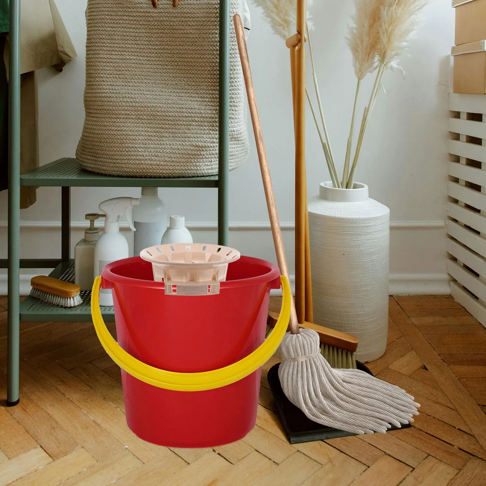 

Mop Bucket Squeeze Basket with Drain Basket Traditional Mop Easy Wring Floor Cleaning Supplies Mopping Clean Bucket
