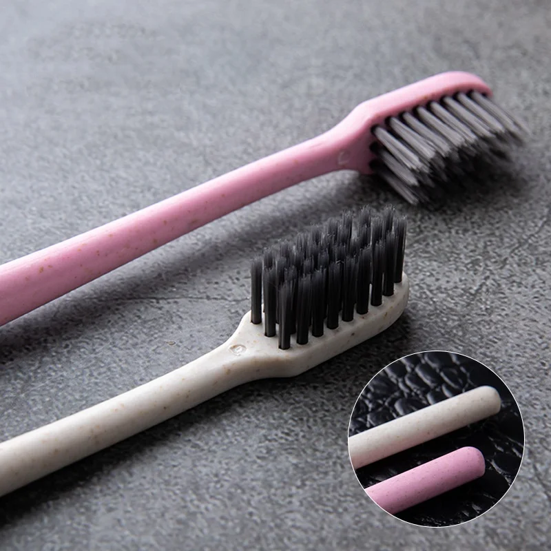 100 Pack Wheat Straw Toothbrush Eco Friendly Recyclable Biodegradable Travel Hotel Toothbrushes with Individual Package