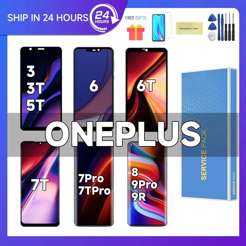 100% Tested Super Amoled For OnePlus LCD Display OnePlus 3 3T 5T 6 6T 7T 7Pro 7Tpro 8Pro 9Pro 9R Touch Screen Digitizer Replace