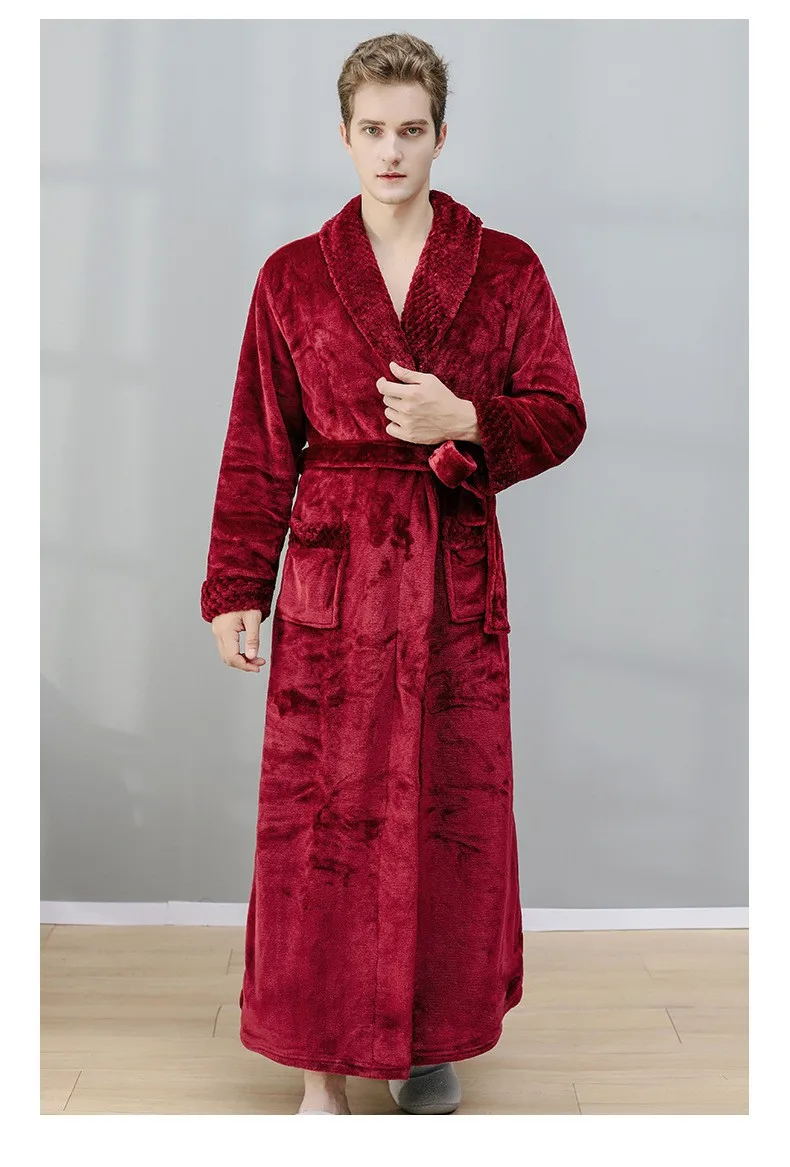 Women Men Flannel Bath Robe Sleepwear 2022 Autumn Winter Extra Long Home Dressing Gown Plush Couple Bathrobe Thick Warm Robes